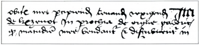 1439 - "de Kerzevot in parochia de ergue gaberic". Extrait du testament de Johannes Monachus.