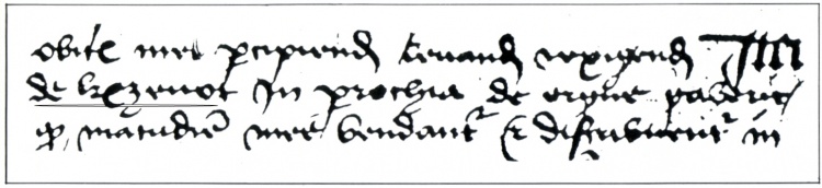 1439 - "De Kerzevot in parochia de Ergue Gaberic". Extrait du testament de Johannes Monachus. Archives départementales du Finistère G. 92