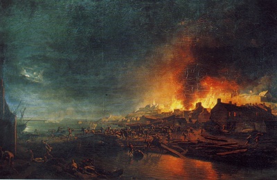 « L'incendie de Granville par les Vendéens », peinture de Jean-François Hue