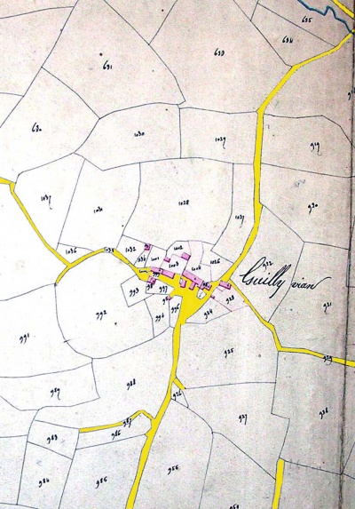Hameau et chemins en 1835