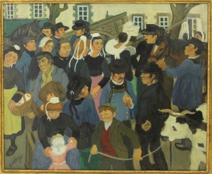 Jean Caveng (1905-1993) « La foire aux bestiaux, Bretagne »