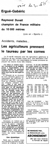 Ouest-France, édition de Quimper, 30 mai 1985