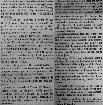 Le Finistère du 26 juin 1889