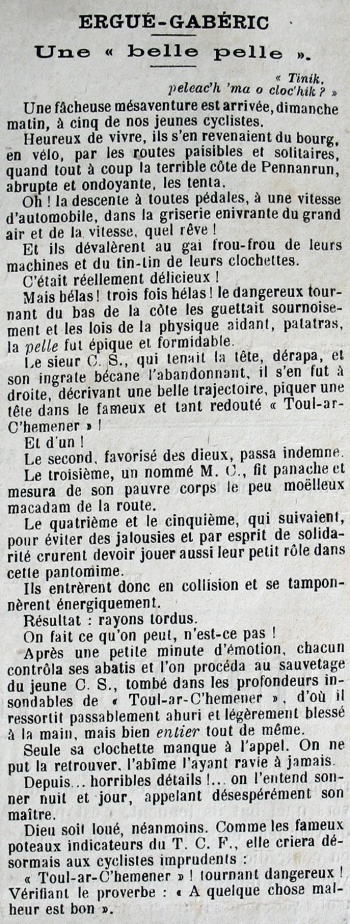 Le Progrès du Finistère du 25 juillet 1908