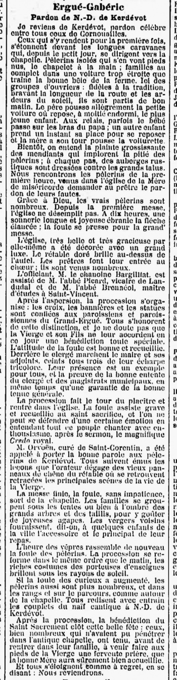 Le Courrier du Finistère, 16 septembre 1911
