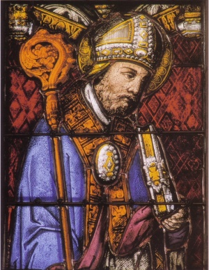 Saint Alain, évêque de Quimper (vitrail d'Alain De Maout et de Raoul Le Mouel)