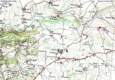 Carte IGN - Moulin et ferme de Kergonan