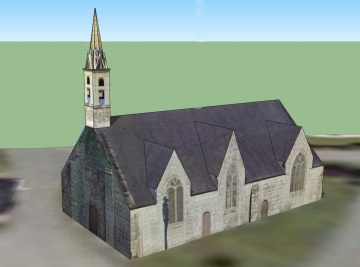 Maquette Sketchup de la chapelle et son nouveau clocher, Boris L.