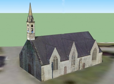 Maquette Sketchup de la chapelle et son nouveau clocher, Boris L., 2014