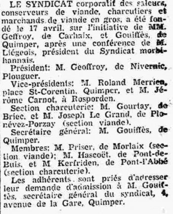 Courrier du Finistère, 26.04.1941
